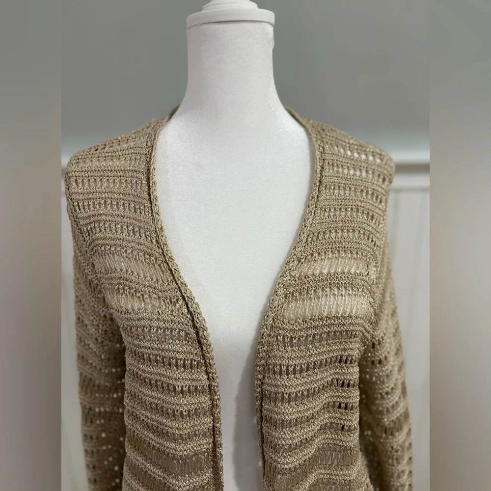 Gold Open-Knit Cardigan - Picture 3 of 6